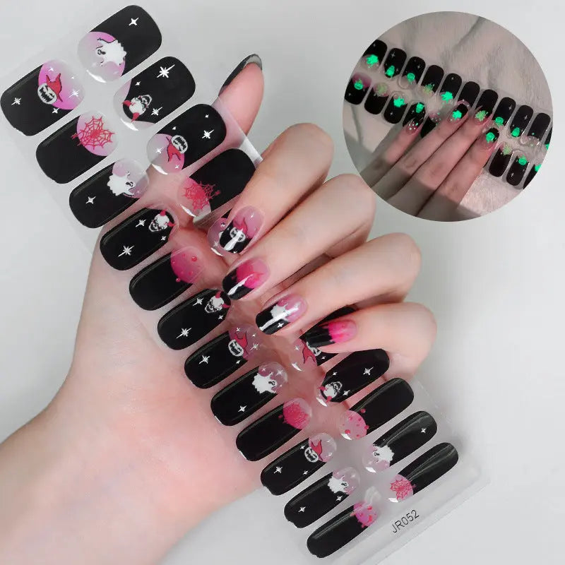 Quinnas Halloween nails, Halloween Semi-Cured Gel Nail Wraps, Halloween Semi Cured Gel Nail Strips【24 PCS, No nail extensions】 Quinnas