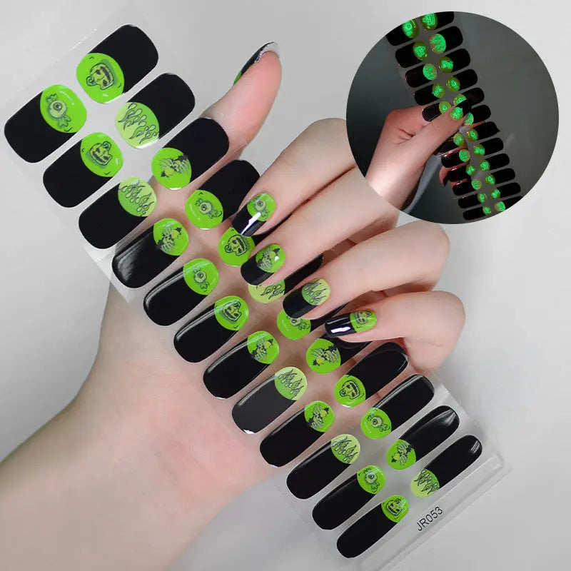 Quinnas Halloween nails, Halloween Semi-Cured Gel Nail Wraps, Halloween Semi Cured Gel Nail Strips【24 PCS, No nail extensions】 Quinnas