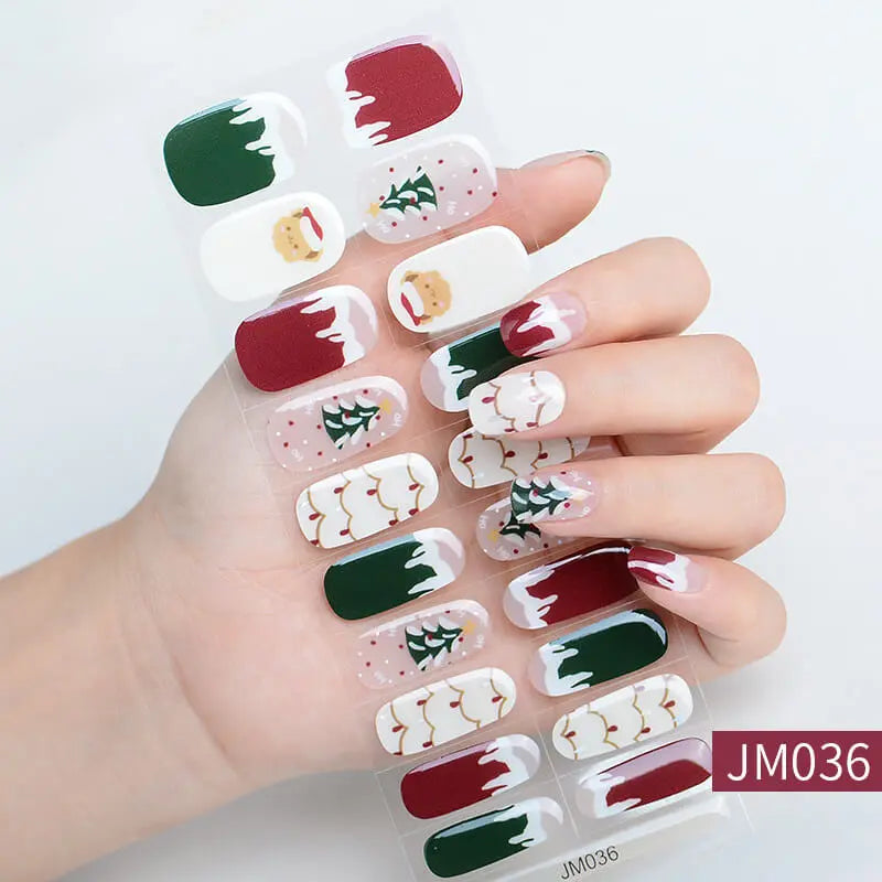 Quinnas Quinnas Classy Christmas nails Semicured Gel Nail Strips, Snowflake Nail Christmas Winter Quinnas