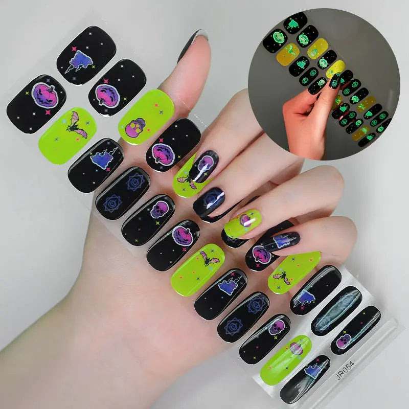 Quinnas Halloween nails, Halloween Semi-Cured Gel Nail Wraps, Halloween Semi Cured Gel Nail Strips【24 PCS, No nail extensions】 Quinnas