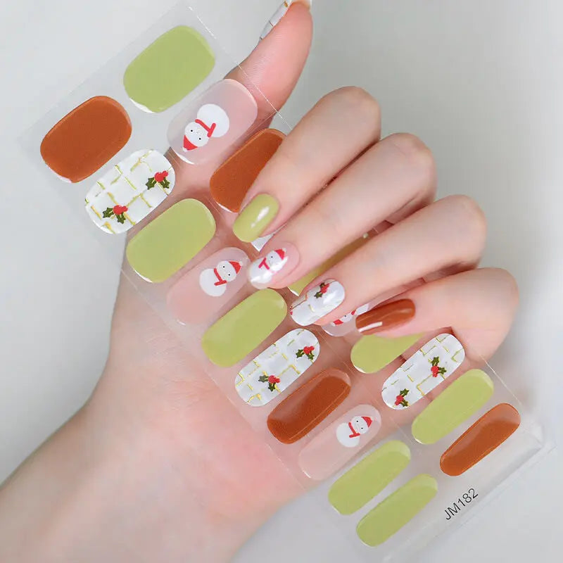 Quinnas Quinnas Classy Christmas nails Semicured Gel Nail Strips, Snowflake Nail Christmas Winter Quinnas