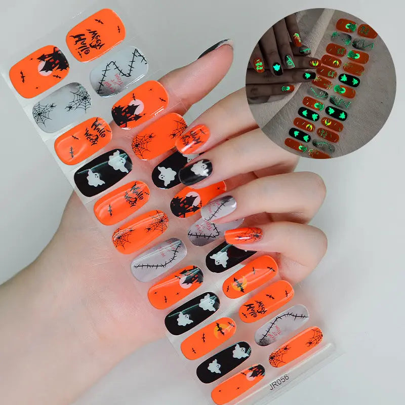Quinnas Halloween nails, Halloween Semi-Cured Gel Nail Wraps, Halloween Semi Cured Gel Nail Strips【24 PCS, No nail extensions】 Quinnas