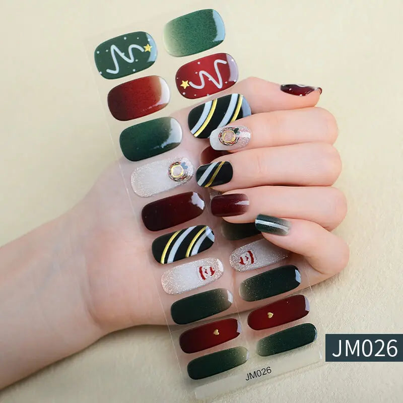 Quinnas Quinnas Classy Christmas nails Semicured Gel Nail Strips, Snowflake Nail Christmas Winter Quinnas