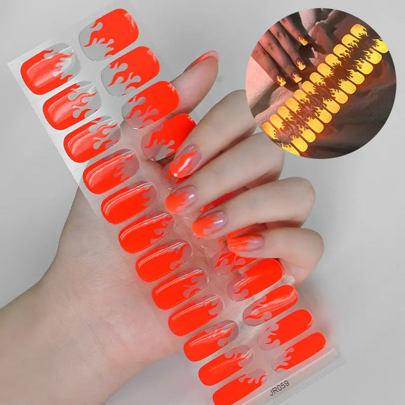 Quinnas Halloween nails, Halloween Semi-Cured Gel Nail Wraps, Halloween Semi Cured Gel Nail Strips【24 PCS, No nail extensions】 Quinnas