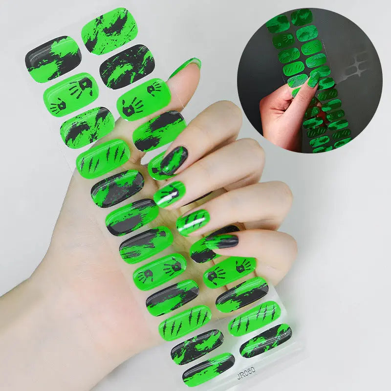 Quinnas Halloween nails, Halloween Semi-Cured Gel Nail Wraps, Halloween Semi Cured Gel Nail Strips【24 PCS, No nail extensions】 Quinnas