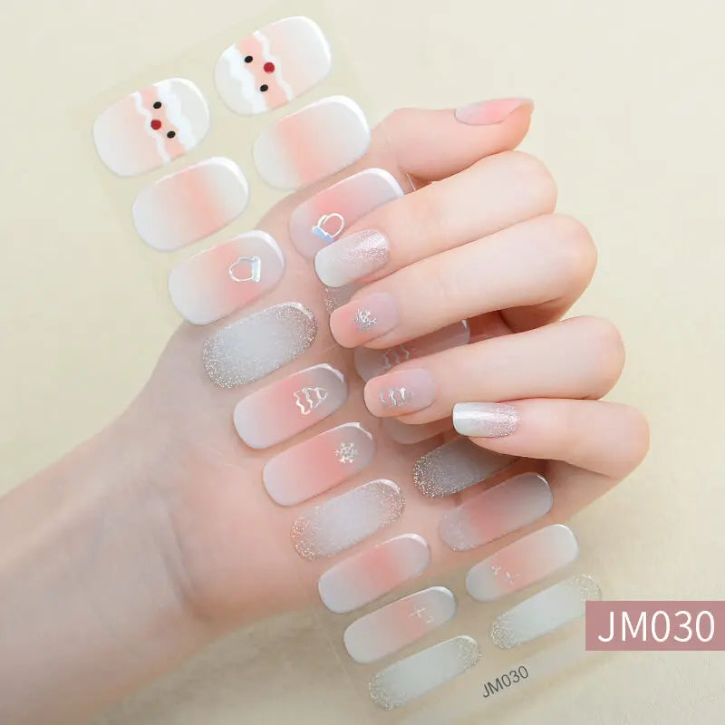 Quinnas Quinnas Classy Christmas nails Semicured Gel Nail Strips, Snowflake Nail Christmas Winter Quinnas