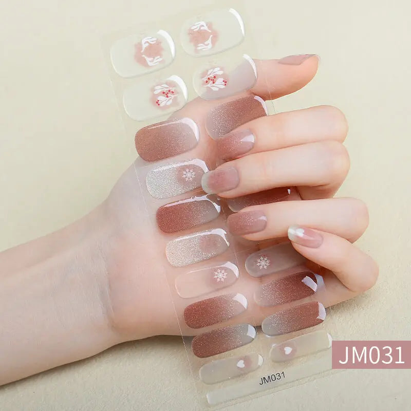 Quinnas Quinnas Classy Christmas nails Semicured Gel Nail Strips, Snowflake Nail Christmas Winter Quinnas