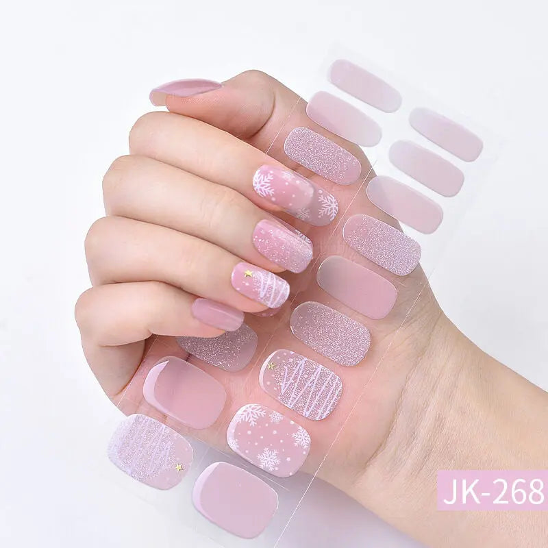Quinnas Quinnas Classy Christmas nails Semicured Gel Nail Strips, Snowflake Nail Christmas Winter Quinnas