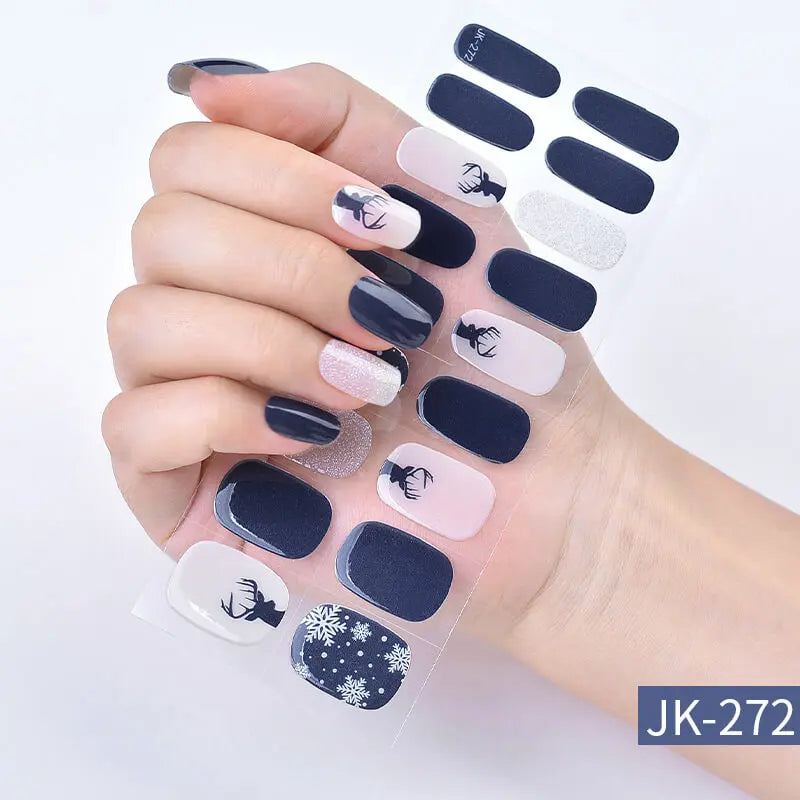 Quinnas Quinnas Classy Christmas nails Semicured Gel Nail Strips, Snowflake Nail Christmas Winter Quinnas