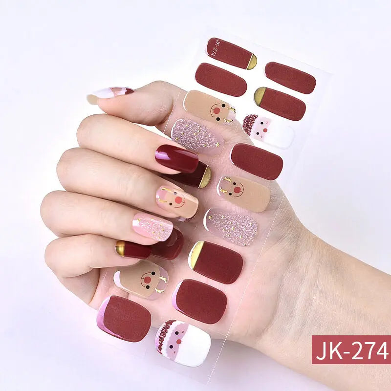 Quinnas Quinnas Classy Christmas nails Semicured Gel Nail Strips, Snowflake Nail Christmas Winter Quinnas