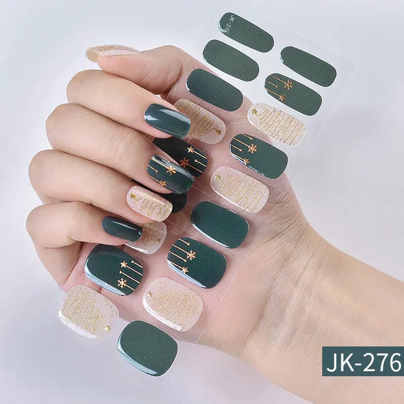 Quinnas Quinnas Classy Christmas nails Semicured Gel Nail Strips, Snowflake Nail Christmas Winter Quinnas