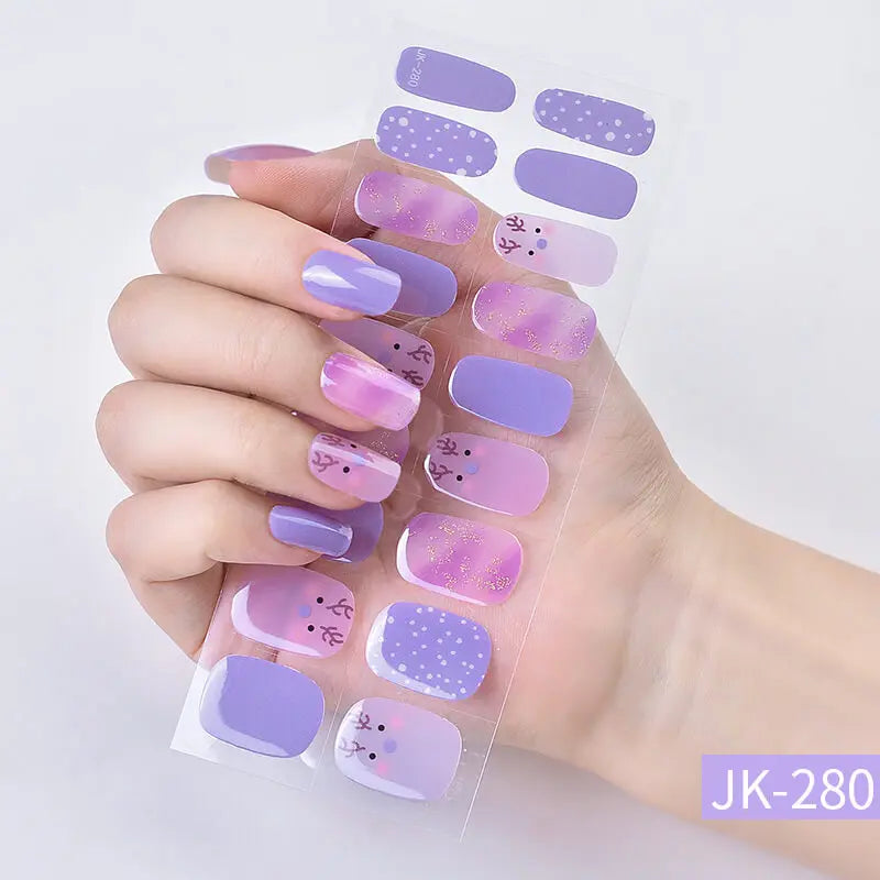 Quinnas Quinnas Classy Christmas nails Semicured Gel Nail Strips, Snowflake Nail Christmas Winter Quinnas