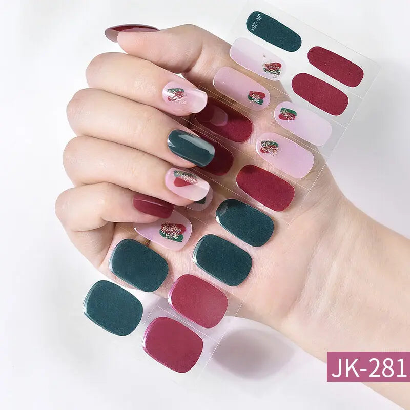 Quinnas Quinnas Classy Christmas nails Semicured Gel Nail Strips, Snowflake Nail Christmas Winter Quinnas