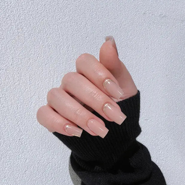 Shiny Spring Mani Design Ideas Nude Foil Nail Semi Cured Gel Nail Strips - FL23Q2010