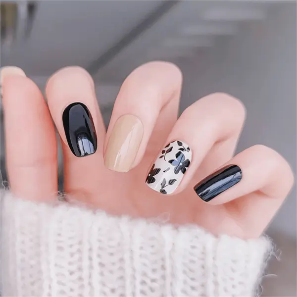 Simple Elegant Floral Nail Designs Semi Cured Gel Nail Strips