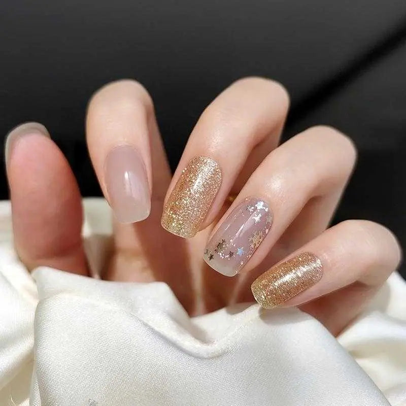 Snowflake Nail Art Gold Snowflake Nails Winter Nails Semi Cured Gel Nail Strips christmas nails ideas  050