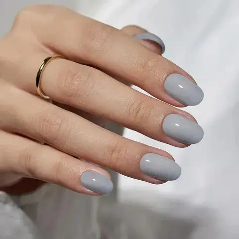 Solid Gray Nails Semi Cured Gel Nail Strips - NG200010 Quinnas