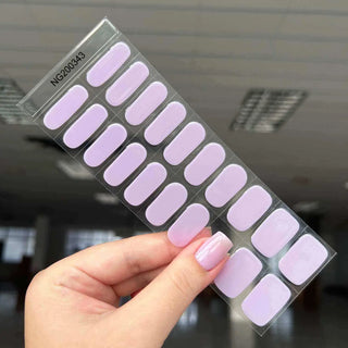 Solid Lavender Nails Classy Light Purple Nails Semi Cured Gel Nail Strips 343