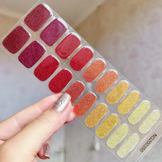 Sparkle Glitter Colorful Red Nail Semi Cured Gel Nail Strips