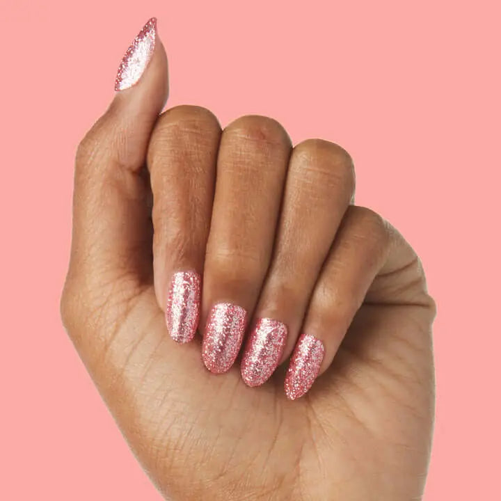 Sparkling Pink Glitter Nails Semi Cured Gel Nail Strips