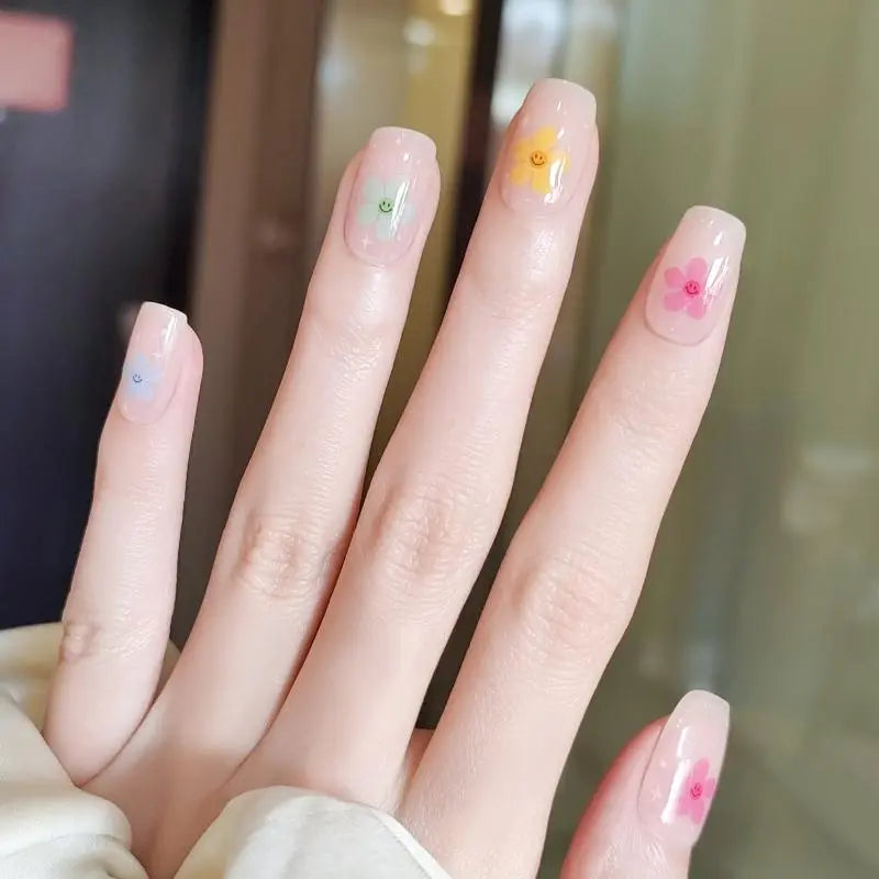 Spring nail designs sale Trendy Spring Nails Spring Smiley flowers Nails Semi Cured Gel Nail Strips