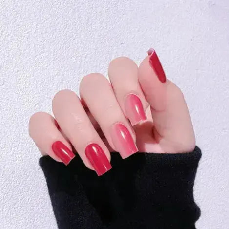 Spring nails Berry Pink Hot Pink Ombre Nails Semi Cured Gel Nail Strips - FL23Q2003