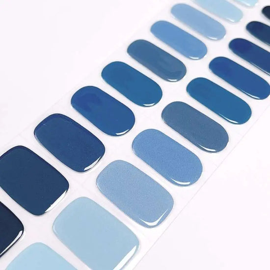 Summer Nail Designs Different Shades Of Blue Nails Semi Cured Gel Nail Strips 020