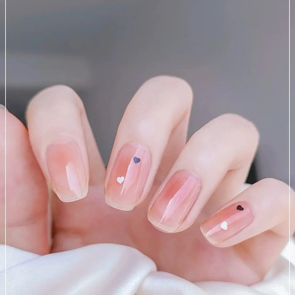 Summer Nails Inpso Ideas Pink Blush Icy Heart Semi Cured Gel Nail Strips