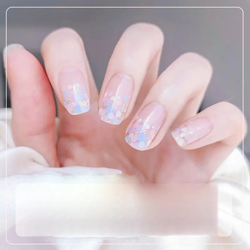 Summer Nails Inspo Colorful Polka Dot Nail Designs Semi Cured Gel Nail Strips