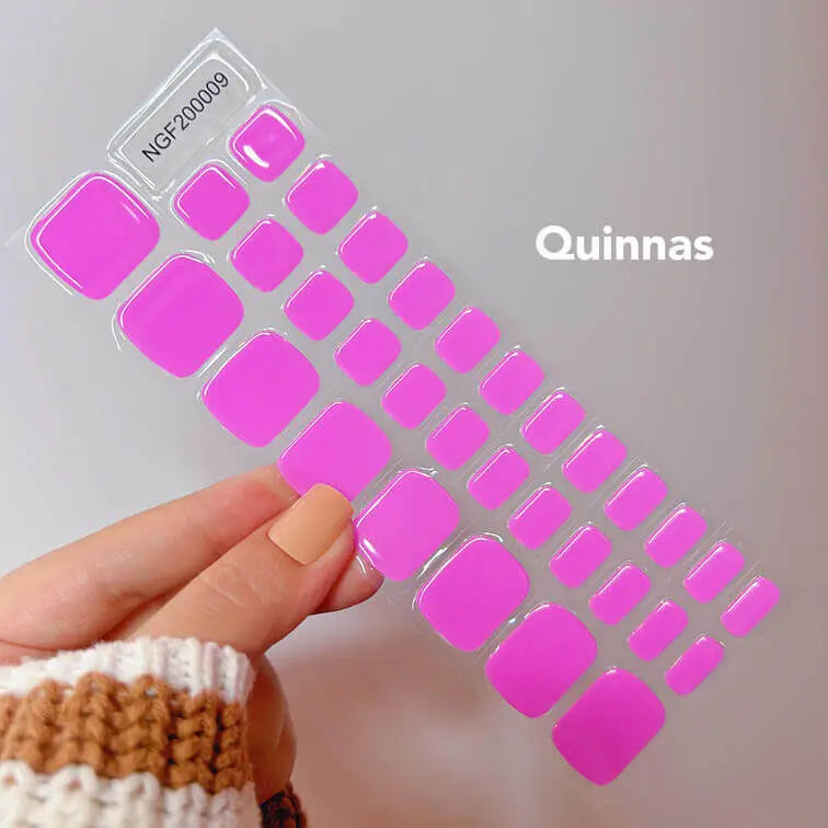 Summer Toe Nails Hot Pink Toe Nails Semi Cured Gel Nail Strips - NGF200009 Quinnas