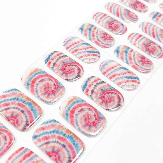 Summer nail inspo ideas Circle Tie Dye Nails Semi Cured Gel Nail Strips