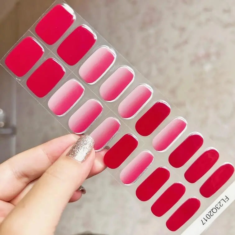 Summer nails design Berry Pink Hot Pink Ombre Nails Semi Cured Gel Nail Strips