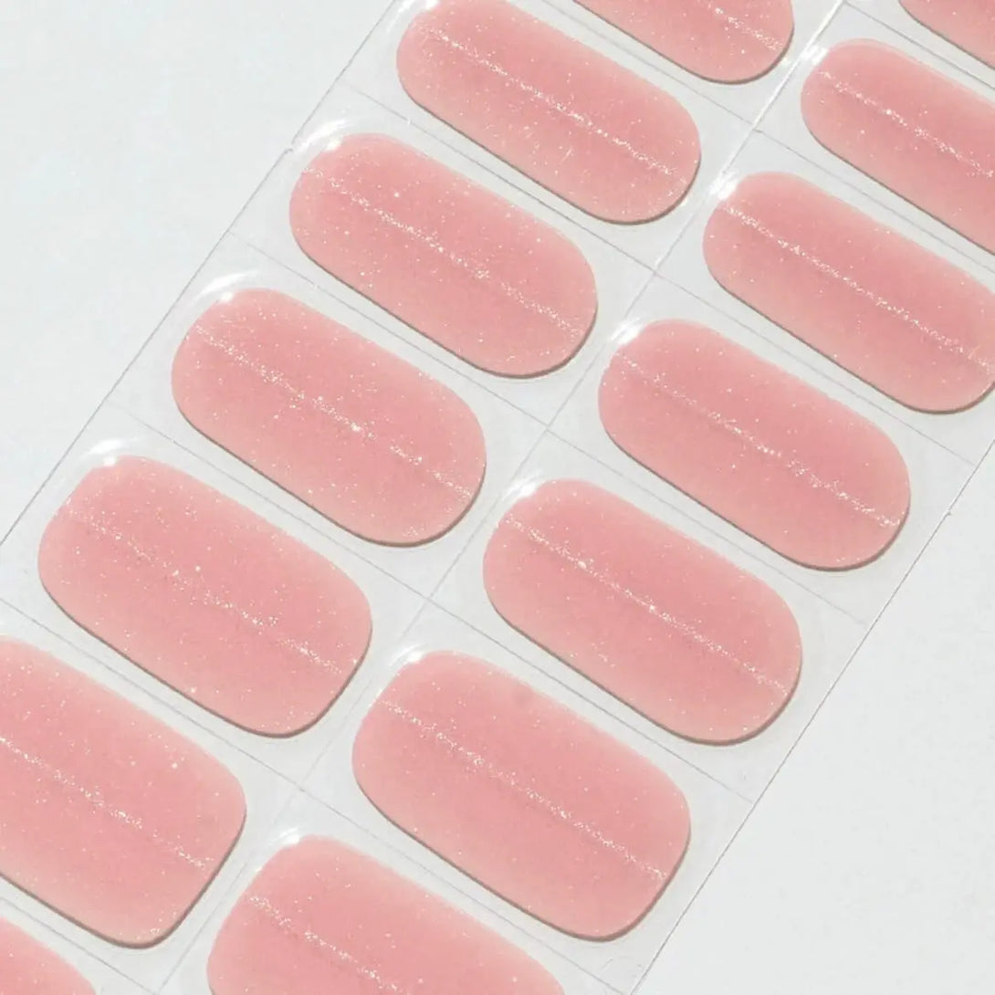 Super Sparkling Glitter Baby Pink Cat Eye Nails Semi Cured Gel Nail Strips
