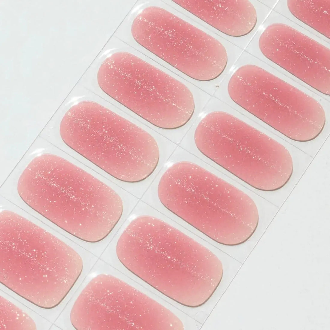 Super Sparkling Glitter Pink Ombre Cat Eye Nail Semi Cured Gel Nail Strips