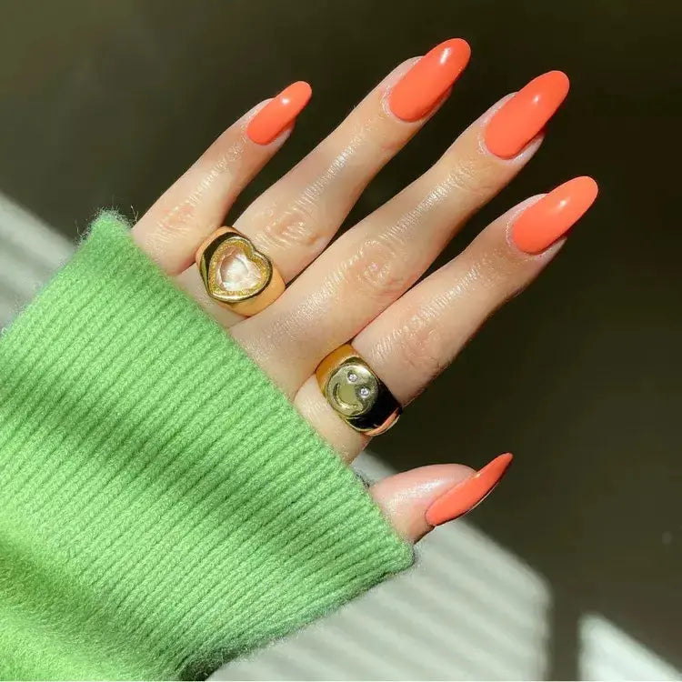 Trending Summer Nail Colors Solid Light Elegance Orange Nails Cool Coral Nails Semi Cured Gel Nail Strips