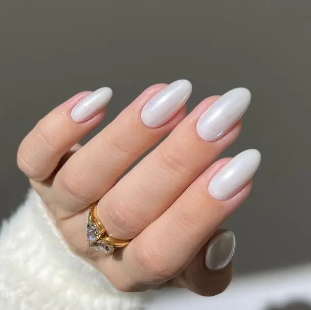 White Pearl Nails Classic White Manicure Semi Cured Gel Nail Strips