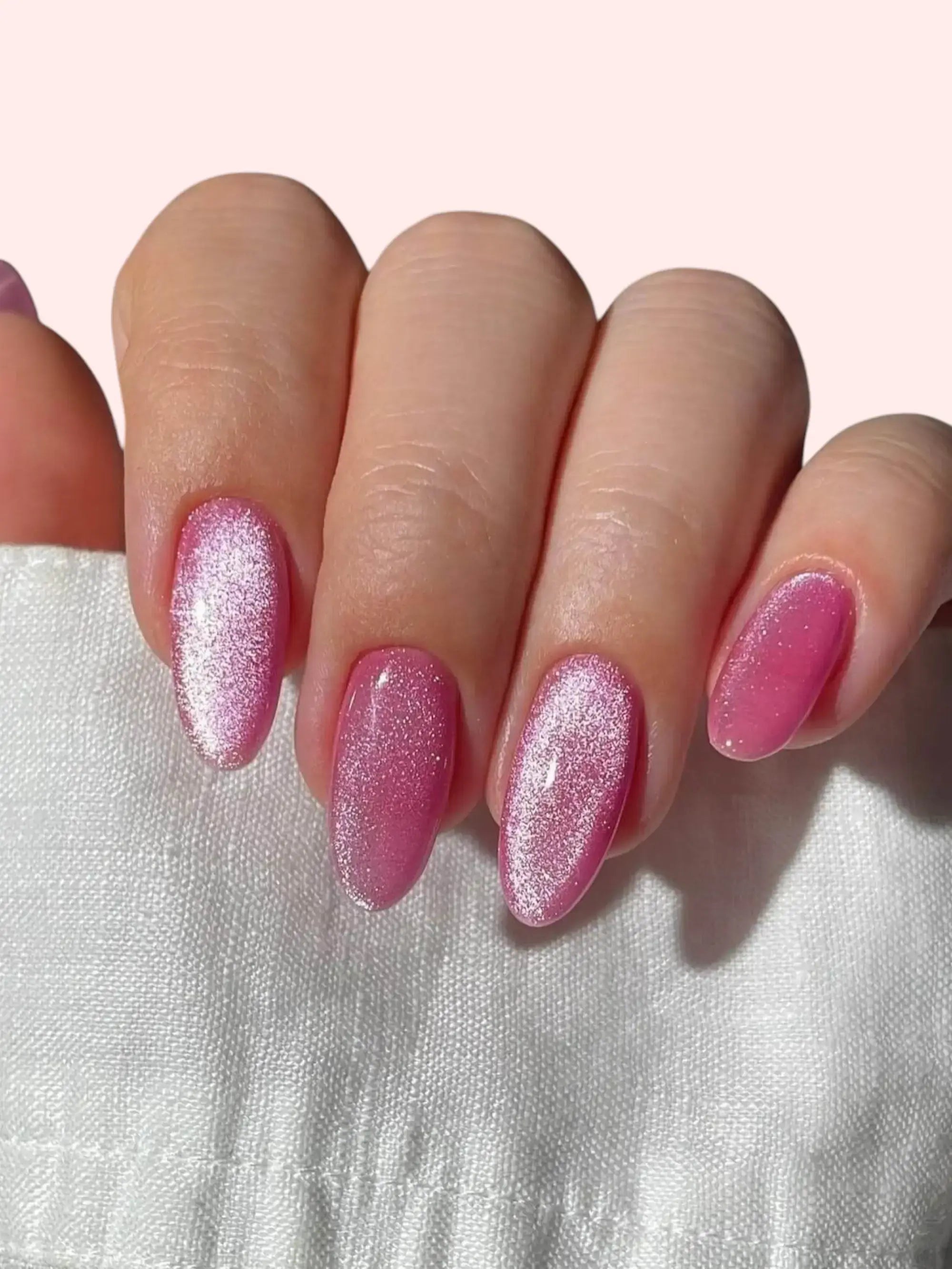 Spring Nail Color Coolest Manicure Pink Cat Eye Nails Semi Cured Gel Nail Strips - NG200232