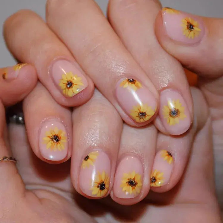 Spring Nails Cute Sunflower Nail Art Ideas Semi Cured Gel Nail Strips - NG200145 Quinnas