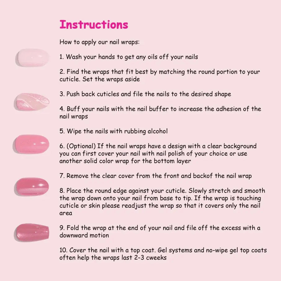 3D Pink Heart & Bow Nail Stickers – 20PCS Self-Adhesive Gel Wraps (No UV Needed) - MK-0059