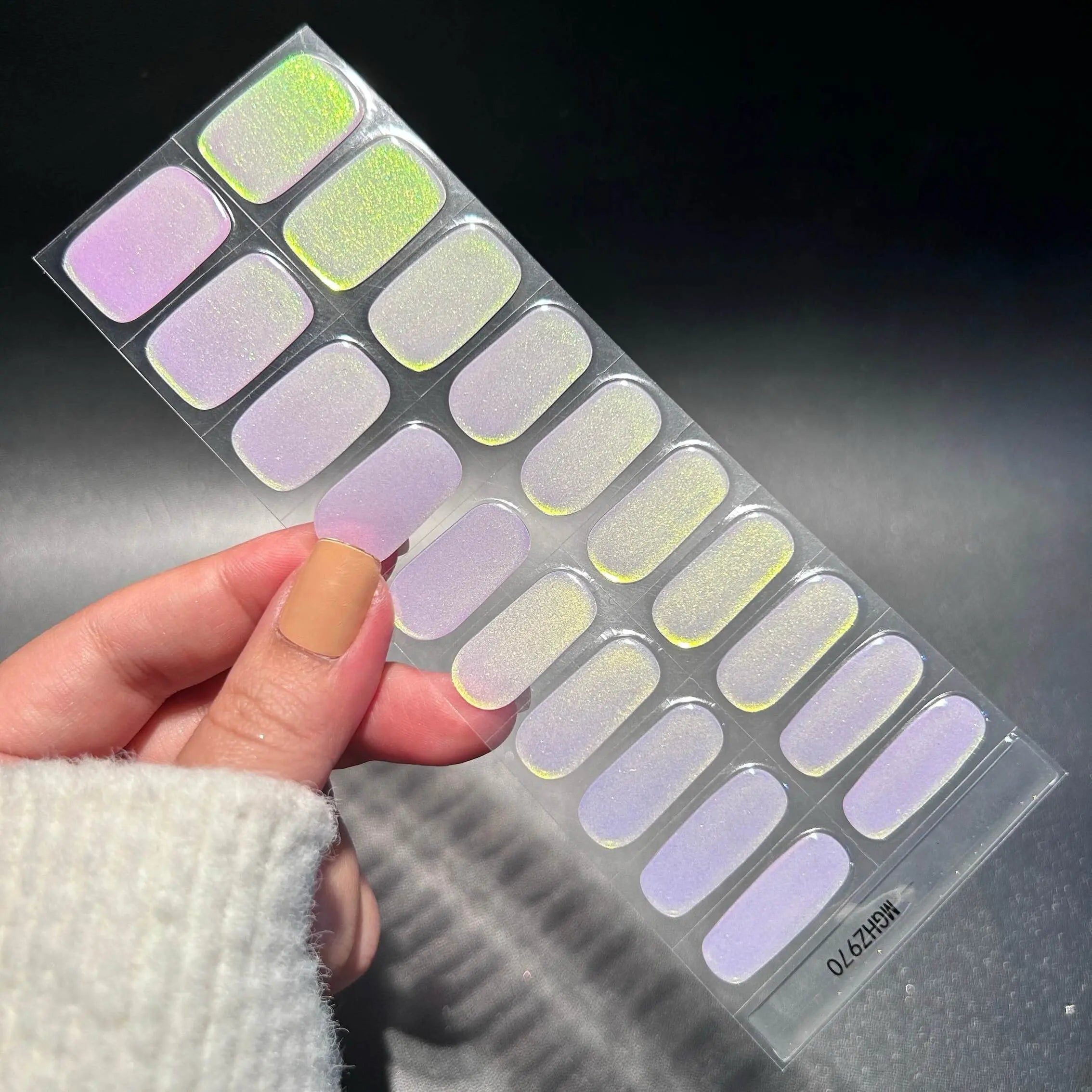 Aurora Chrome Nail Hailey Bieber Neutral Chrome Nails Semi Cured Gel Nail Strips - MGHZ970 Quinnas