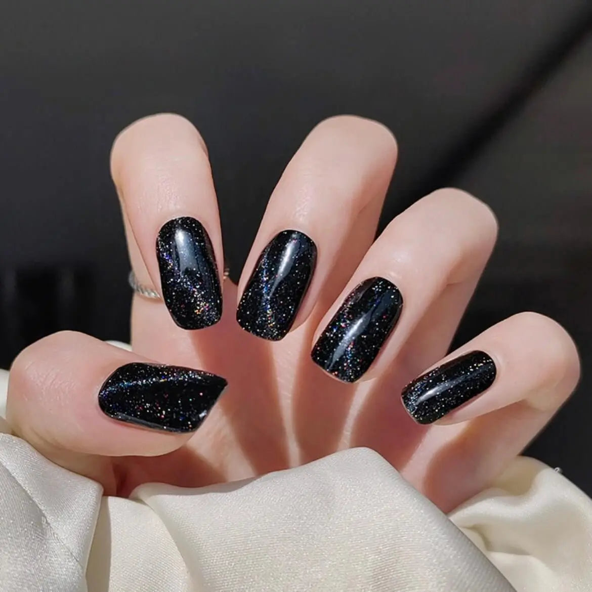 Black Cat Eye Nails Semi Cured Gel Nail Strips - NG200148 Quinnas