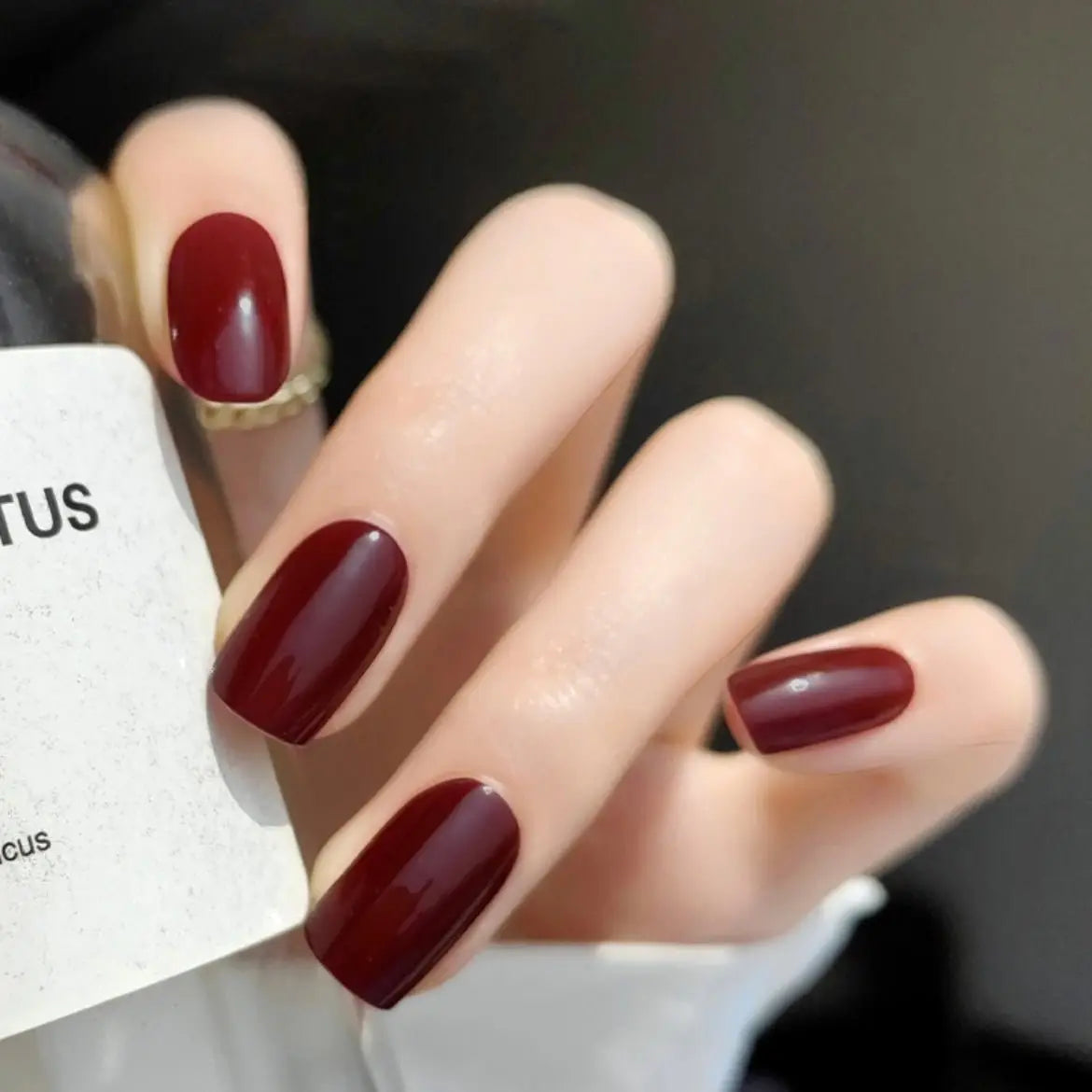 Solid Cherry Red Nails Burgundy Nail Color Dark Red Nails Semi Cured Gel Nail Strips - NG200005 Quinnas