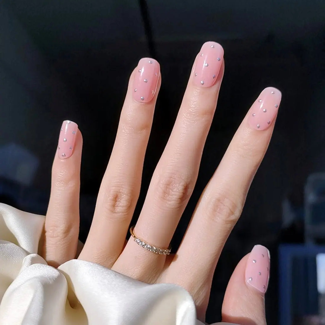 Cutesy Spring Nails Pink Polka Dot Nail Ideas Semi Cured Gel Nail Strips 1