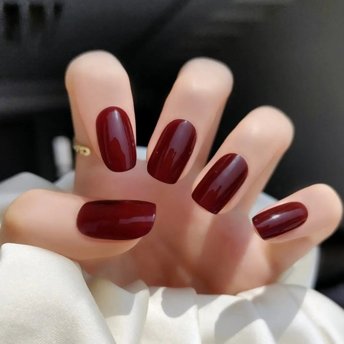 Solid Cherry Red Nails Burgundy Nail Color Dark Red Nails Semi Cured Gel Nail Strips