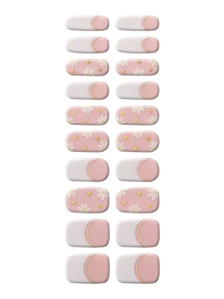 PINK DAISY FRENCH SEMICURED GEL NAIL STICKER - NG200211 Quinnas