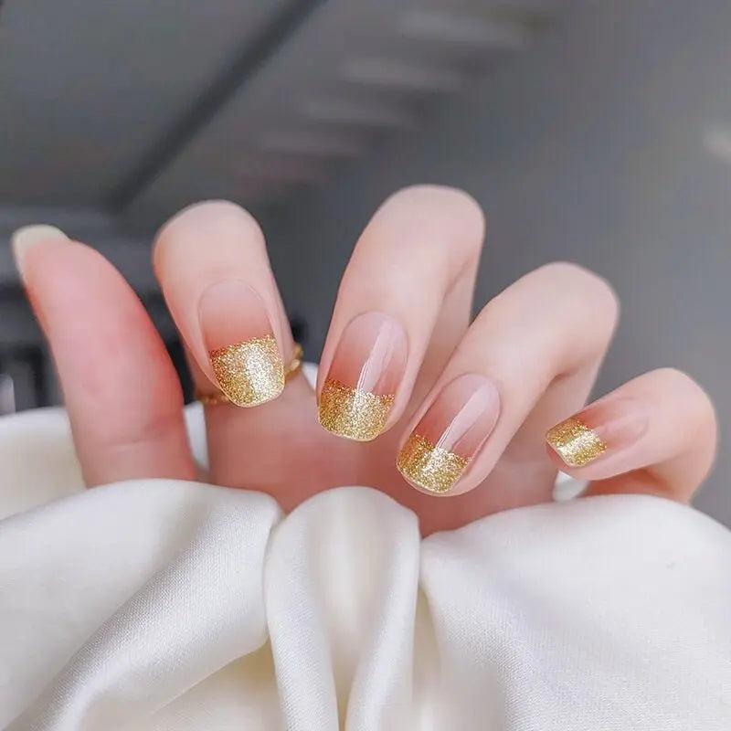 GOLDEN HOUR FRENCH TIP Semi Cured Gel Nail Strips - NG200191 Quinnas