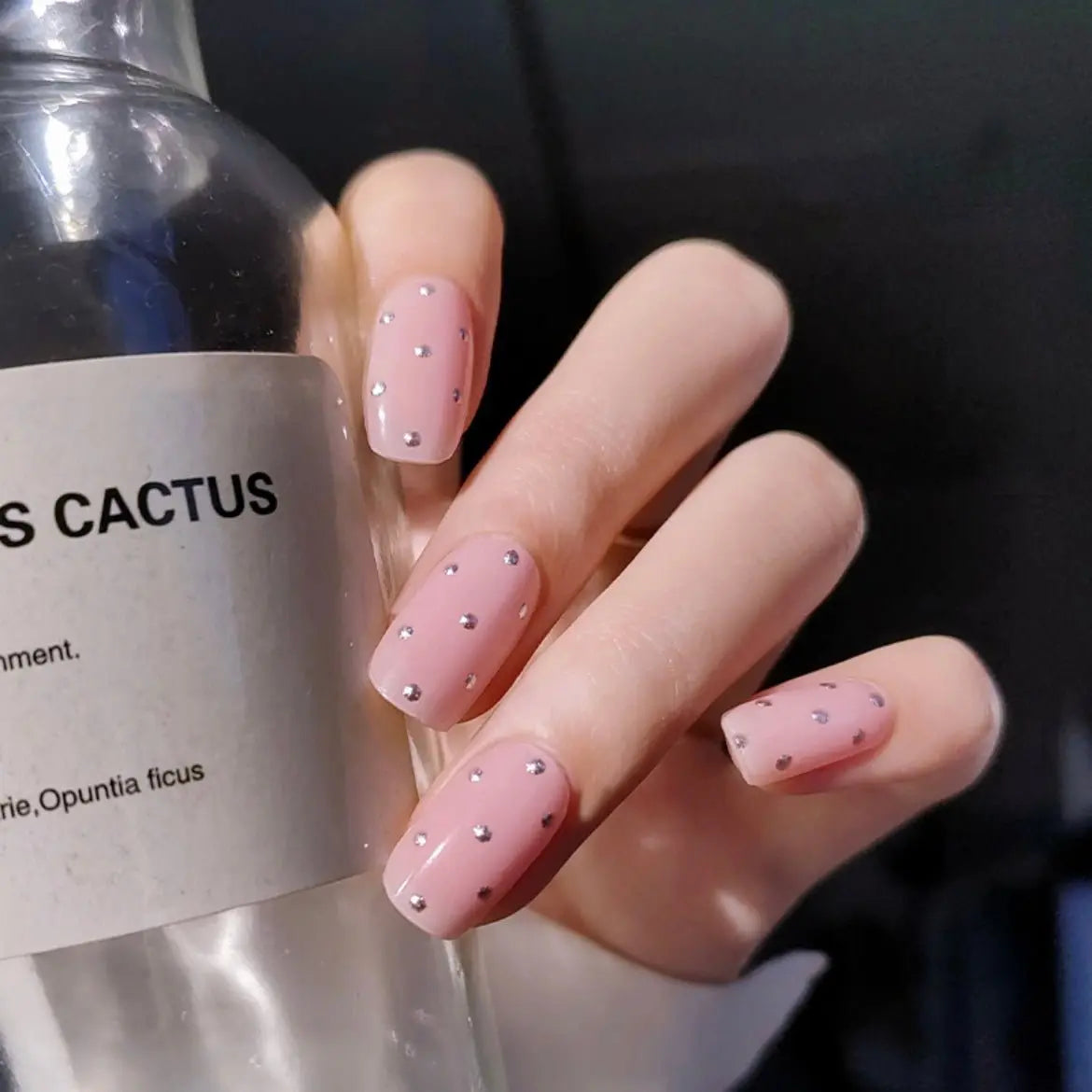 Cutesy Spring Nails Pink Polka Dot Nail Ideas Semi Cured Gel Nail Strips 2