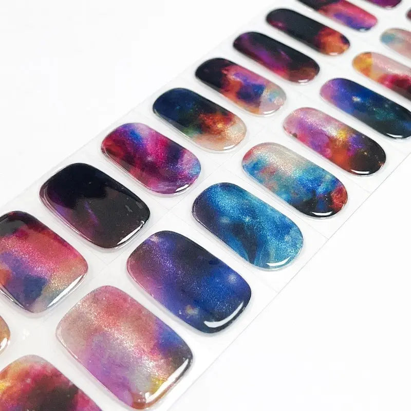 Glossy Sparkling Galaxy Nails Universe Nails Semi Cured Gel Nail Strips - NG200278 Quinnas